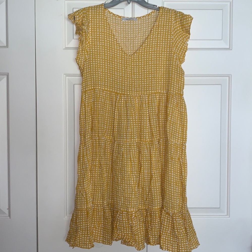 Gingham yellow dress